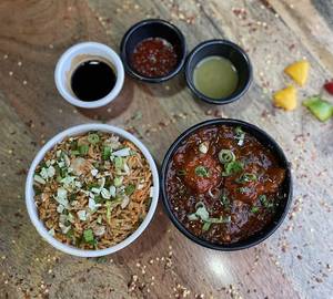 Schezwan Fried Rice & Veg Manchurian Bowl