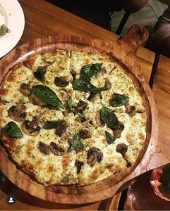 Basil Pesto Mushroom Pizza