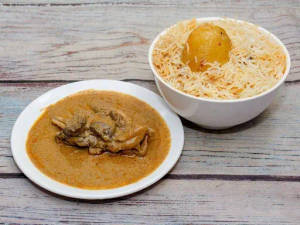 Aloo Biryani With Mutton Chaap