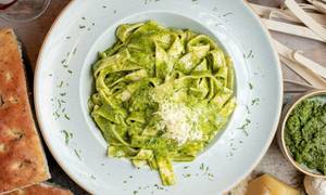 Tagliatelle Ai Pesto (pasta In Basil Pesto)