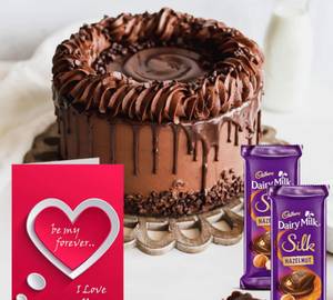 Dairy Milk Chocolate With Chocolate Cake And Greeting Card