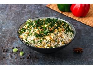 Egg Burnt Garlic Spinach Rice