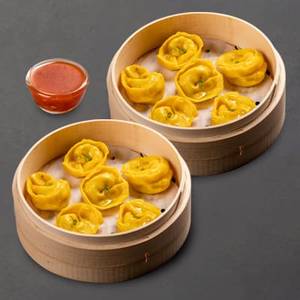Steamed Corn & Cheese Momo with Momo Chutney -12 Pcs