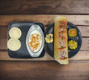Onion Tomato Chilly Masala Dosa (1 Pc) + Dahi Vada (2 Pc) + Idly (2 Pc)