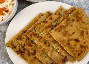 Mix Paratha With Curd And Pickle