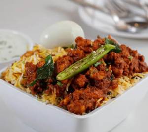 Egg biryani with half chicken kabab