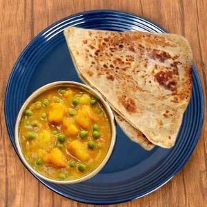 2 Plain Paratha With Aloo Matar