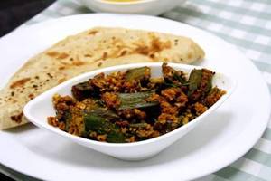 Bhindi Fry+ 5 Butter Roti+salad + Lasan Chutney