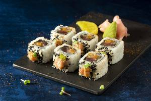 Green House California Roll With Avacado, Asparagus, Cucumber, Carrot, Wasabi Mayonnaise