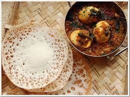 3 appam with egg curry