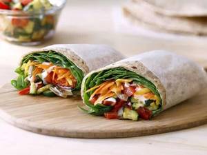 Cheesy roasted vegetable wrap