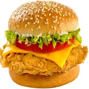 Cheesy Fried Chicken Burger