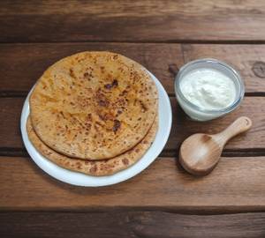 Paneer Paratha Tawa With Curd[2pcs]