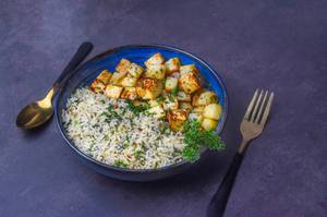 Herbs Rice With Paneer Potato Bites (Serves 1-2)