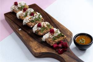 Beetroot Peanut Cutlet with Mango Chilli Sauce