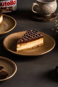 Eggless Nutella Baked Cheese Cake Slice