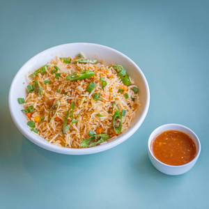 Onion Chilly Fried Rice 								