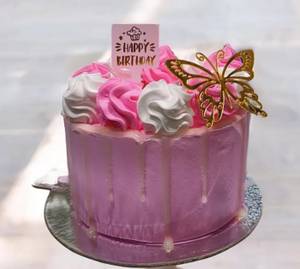 Pink Cake With Butterfly