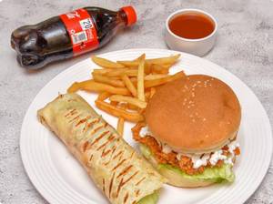 Chicken Wrap And Fried Chicken Burger Combo