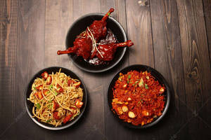 Chicken Schezwan Rice, Chicken Hakka Noodles & Chicken Lollipop Combo