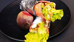 Beetroot Tortilla Wrapper With Grilled Panner Salad