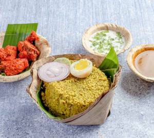 Biryani rice with kebab