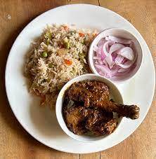 Veg Fried Rice + Chicken Kosha