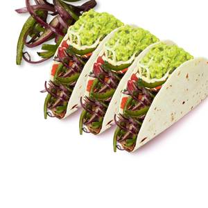 Grilled Onion & Capsicum Tacos (3 pcs) - includes Guacamole