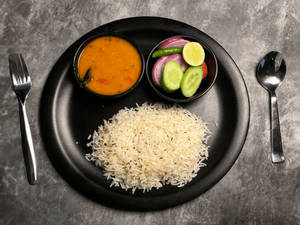 Dal Tadka + Rice + Salad