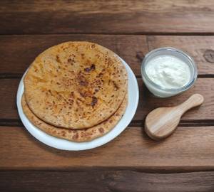 Paneer Cheese Paratha Tawa With Curd[2pcs]