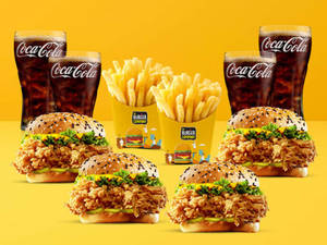 4 Peri Peri Zinger Chicken Burger + 2 Salted Fries + 4 Pepsi (250Ml)