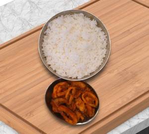 Ghee rice + squid masala