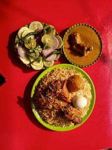 Special chicken biryani with mutton chaap [salad]