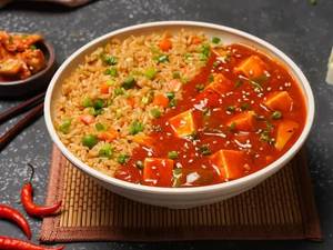 Panner Manchurian Gravy With Cheese Rice