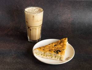 Pesto Cheddar Focaccia  + Cold Coffee