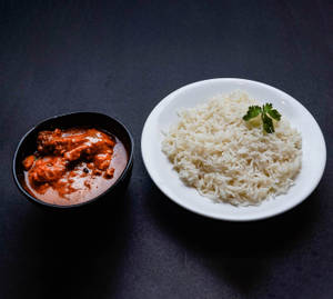 Desi chicken with plain rice