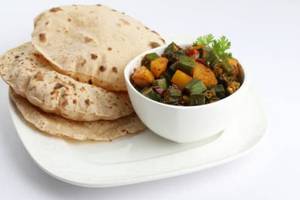 Bhindi Fry + 5 Roti + Salad