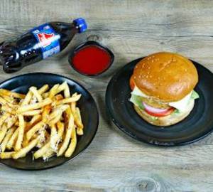 Burger, French Fries, Drinks