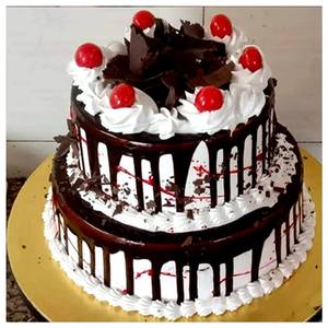 Two Tier Dripping Chocolate Black Forest Cake