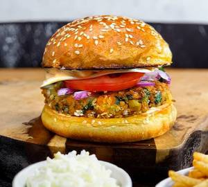 Veg Aloo Tikki Burger with Cheese