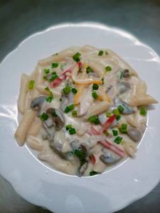 Non veg penne white mushroom sauce pasta