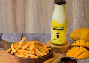 French Fries With Alphonso Mango Lassi