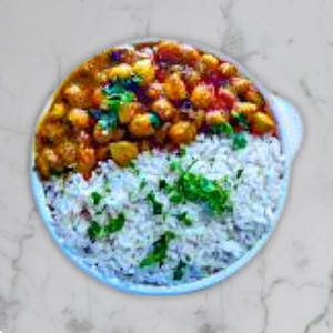 Chole masala rice bowl                          