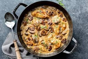 Slice Chicken With Mushroom Gravy