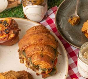 Chicken & cheese melt croissant sandwich