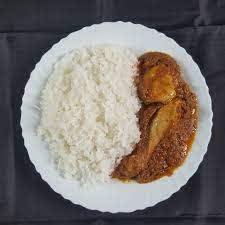Plain Rice With Chicken Curry & Alu Bhaja