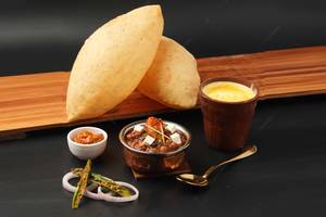 Chhole Bhature With Kesar Lassi