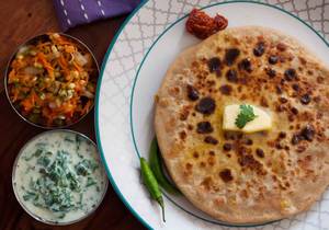 Aloo paratha raita sabji