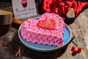 Strawberry Rose Heart Shape Cake 