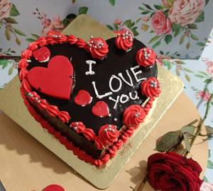 Valentines Day Chocolate Truffle Heart Cake